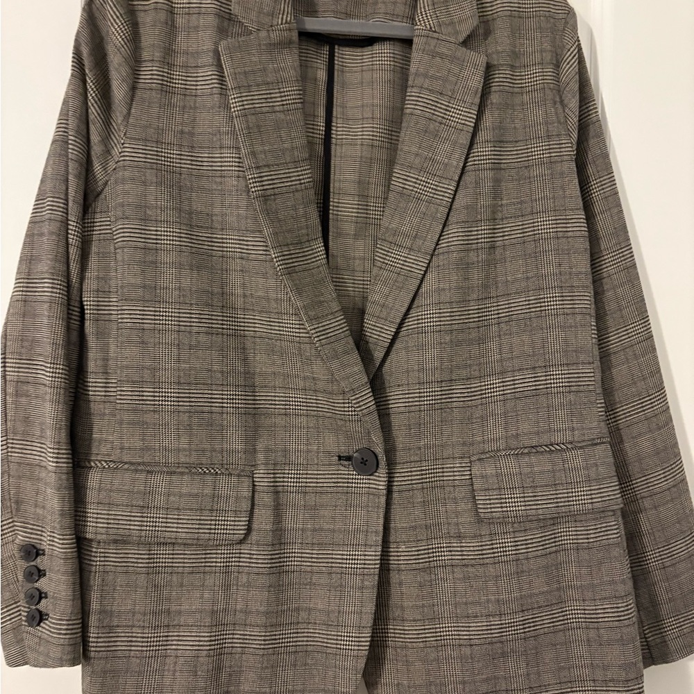 ANA Women's Gray Plaid Blazer